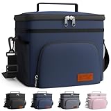 HOTOR Insulated Lunch Box for Men & Women - Leak-Proof Cooler Lunch Bag with 4 Pockets, Adjustable Strap, Ideal for Work, Picnic, Travel - Large, Navy Blue, 13.0