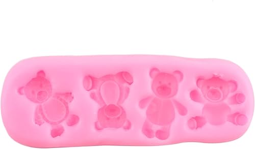 Miniatura 6 de LKDQUTHM Juego de 5 moldes de fondant de silicona de oso, molde de fondant de perlas para decoración de cupcakes, pasta de goma de mascar de