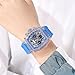 MASTOP Fashion Hollowed Men Watches Tonneau Transparent Skull Big Face Analog Display Silicone Strap Chronograph Calendar Quartz Waterproof Trend Male Wrist Watch (Blue)
