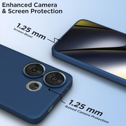 Image of Outlouders Back Cover for Poco F6 5G | Camera Protection | Durable Soft Matte Silicone Bumper Case (Blue)