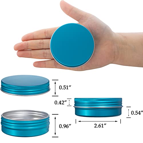 2 oz / 60ml Screw Top Aluminum Tin Jar with Screw Lid and Blank Labels - Pack of 23 (Lake Blue)2