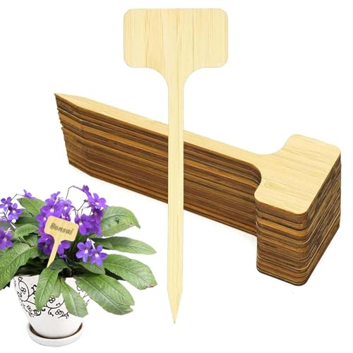 EPODA 30Pcs Bamboo Plant Label, 7inch Waterproof Bamboo Plant Labels for Outdoor Garden, Garden Labels for Seedlings