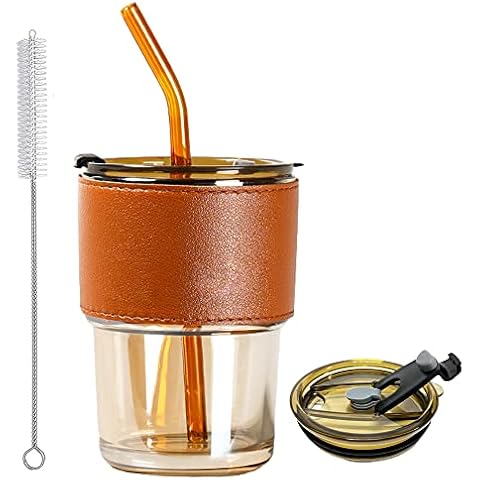 473 ml Glasbecher mit Deckel und Strohhalm Cover