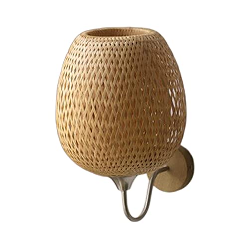Aplique de pared de bambú de ratán Lámpara de pared Vintage Boho Farmhouse Lámpara de pared para cabecera/Chimenea/Dormitorio/Comedor/Cocina, s