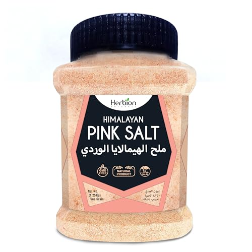 Herbion Naturals Himalayan Pink Salt 1.25 kg Fine Grains 84 Nutrients & Minerals Premium Quality All-Natural Salt Triple Washed in Spring Water