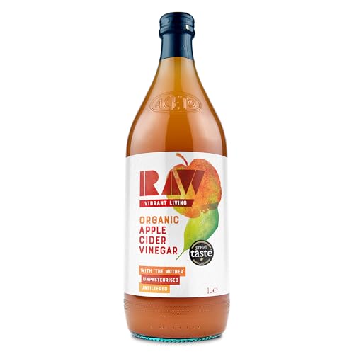 Raw Organic Apple Cider Vinegar with the Mother 1L - Raw Unpasteurised and Unfiltered - Gut Health Aids Digestion - Naturally Vegan