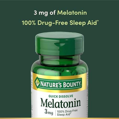 Image of Nature's Bounty Melatonin 3mg Quick Dissolve, Sleep Aid Supplement, Sleep Aids for Adults, Cherry Flavor, 240 Count (Pack of 1)