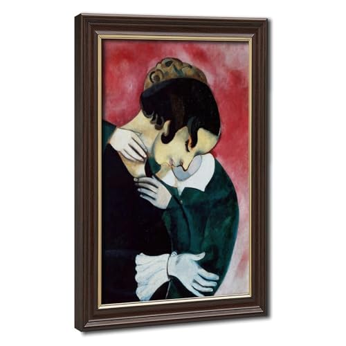 Marc Chagall Lovers in Pink impression sur toile avec cadre suspendu bureau 20x30 cm