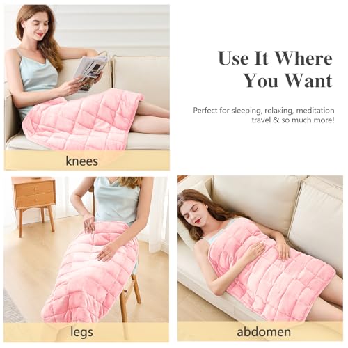 CYMULA Weighted Lap Blanket for Adults, Weighted Lap Pad Blanket for All Seasons (35" x 29" 5lbs, Pink) Travel Office Nap, Small Weighted Blanket for Sleeping - Image 4