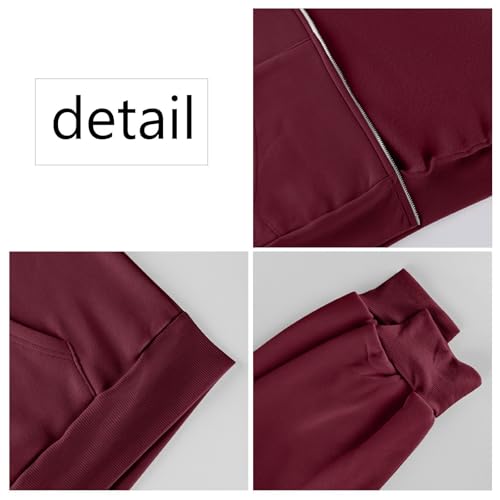 Zip Up Hoodie Women Oversized Hooded Sweatshirt Fall Winter Fleece Long Sleeve Tops Drop Shoulder Jacket With Pockets3