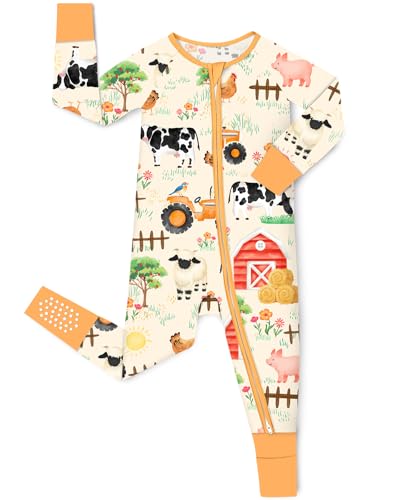 babee Reshinee Bamboo Viscose Baby Footie Pajama, Zipper Pajamas for Baby Boys & Baby Girls, Sleep and Play Footed Pajamas 6-12M