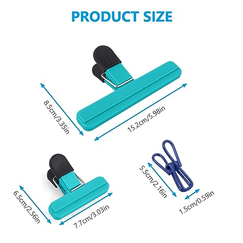 Image of AUAUY Large Chip Bag Clips, 6Pack Kitchen Clips for Refrigerator Food Storage Packages, Snack Bags, Photos, Assorted Color Food Bag Clips Plastic Heavy Duty Seal Grips
