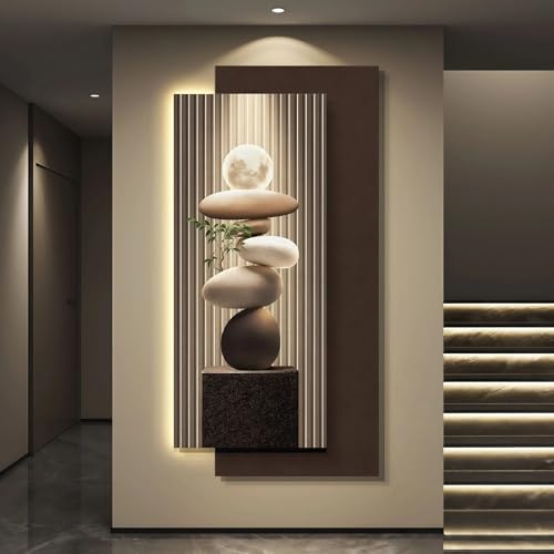 Décoration murale LED 3D pour illuminer un salon sombre avec effet pierre et lune