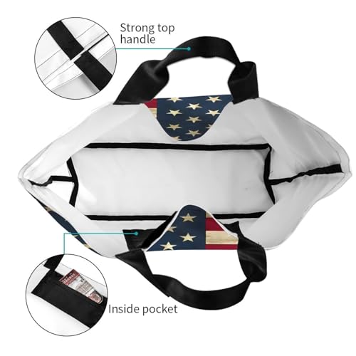 4th of July Tote Bag Women large American flag bag Interior Pocket Reusable Independence day Travel tote bags4