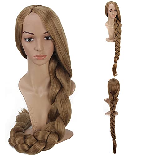 Perruque de princesse Raiponce dorée pour femme - Pour Halloween, jeu de rôle - Longue queue de cheval