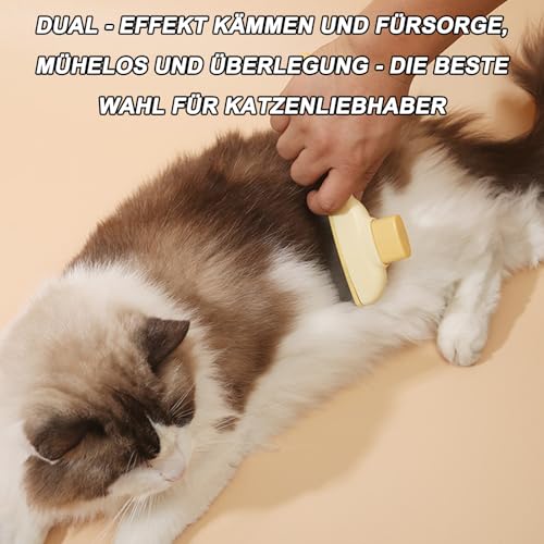 2 Stück Selbstreinigender Katzenkamm - Fellblitzbürste für Tiefenreinigung, Entfernung von Schwimmenden Haaren und Öffnung von Knoten, Schönheitspflege für Hunde, Tiefenreinigung Flohkamm für Katzen