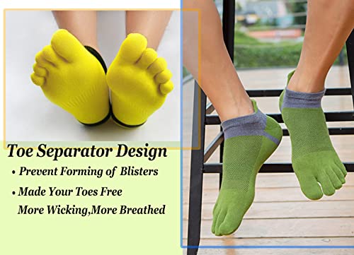 Men Toe Socks No Show Cotton Low Cut Athletic Running 5 Finger Wicking 9 Pack3