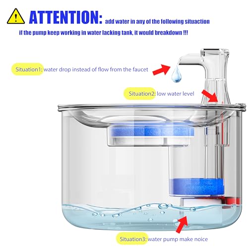 Cat Water Fountain, Stainless Steel Inside Ultra-Quiet Pump, 2L/67oz Automatic Dog Dispenser Water Bowl, Multiple Pets Water Fountain - Image 4