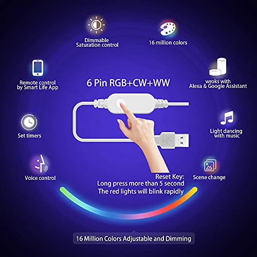 Tira LED RGBWW WiFi USB GIDEALED 3m Control APP miniatura 5