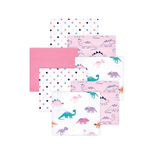 Image of Little Treasure Hudson Baby Cotton Poly Flannel Receiving Blankets Multipack, Pink Cuteasaurus, 30x30 inches