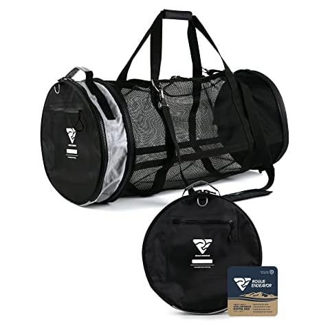 Rogue Endeavor Heavy Duty Mesh Dive Duffel Bag for Scuba Diving, Snorkeling, Swimming, Beach and Travel. Quick Rinse Design. Water-Proof Pocket, Collapsible, Marine-Grade Materials (Black) Cover