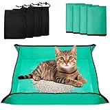 Plus tard 4 Pcs Portable Travel Litter Box for Cats, 26 x 26 inch Foldable and Packable Pet Litter Box with 4 Storage Bags for Car Travel, Large Sized Waterproof for Plane, Camping and Hotel