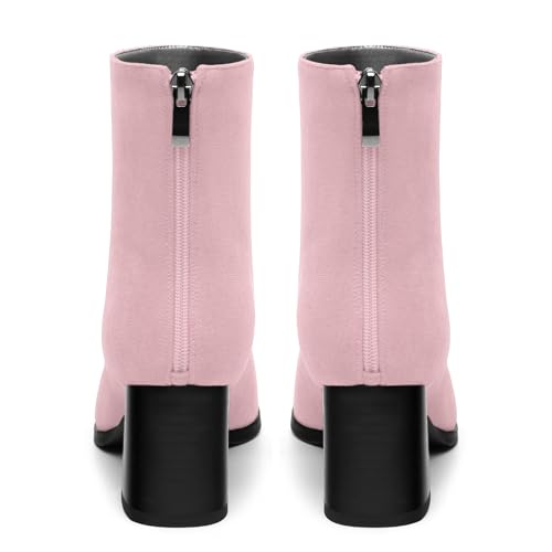 Women's Purple Square Toe Mid Block Heel Ankle Booties, 2.5" Heel Height4