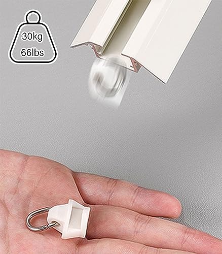 10/20/60/80/100/150/200 Pack Curtain Track Glider Hooks - Black & White Mute Rollers & Wheels, Replacement Accessories for Smooth Curtain Operation (10pcs)