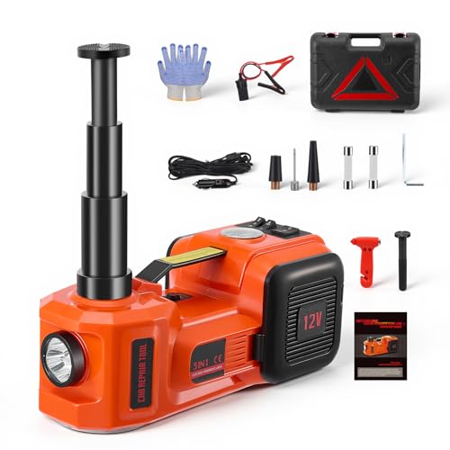 Gato hidráulico eléctrico 5T, 12 V, 180 W, con Bomba Inflable y luz LED, 150-540 mm, para Coche, SUV, sedán, MPV, camión, Cambio de neumáticos, reparación de Garaje