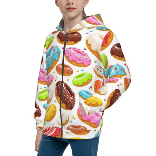 Color Donut Kids Pullover Hoodies Boys Zip Up Sweatshirts Girls Athletic Clothes with Pocket