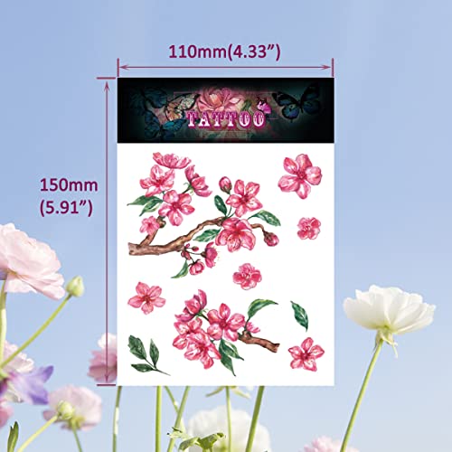Viwieu Flower Temporary Tattoos Summer Beach Rose Lily Sunflowers Body Decoration Stickers For Women Teen Girls, 12 Sheets Medium Size Floral Water Transfer Fake Tattoo Art Stickers For Festival Halloween Makeup Costume Party #TOP1