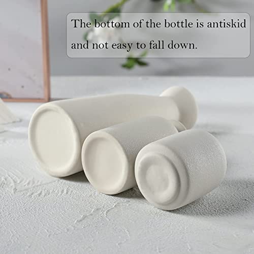 CEMABT White Ceramic vase Set-3 Small Flower vases for Decor,Modern Boho Farmhouse Home Decor,Decorative vase for Pampas Grass&Dried Flowers,idea Shelf,Table,Bookshelf ,Entryway- Distressed - Image 2