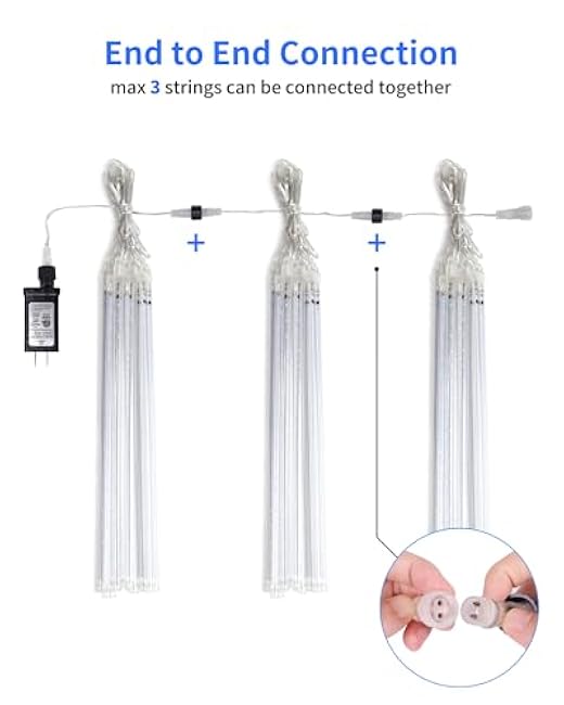 Blingstar Meteor Shower Lights Outdoor 10Tubes 16 Inch 360 LED Christmas Lights Waterproof Falling Rain Light Plug in Dripping Icicle Light for Tree Porch Roof Yard Xmas Halloween Decoration, Blue