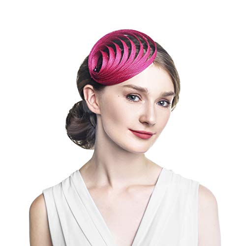 Women Fascinator Headband Wedding Party Derby Cocktail Hats Fuchsia #TOP1