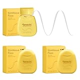 Tonochi SlimWeave Flat Dental Floss for Tight Teeth & Tight Spaces – Extra Thin, Smooth-Glide, Gentle on Gums, Mint + Xylitol, 3-Pack (50 m Each)