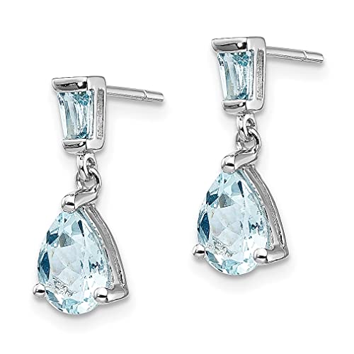 14K White Gold Aquamarine Dangle Earrings Drop Birthstone March Fine Jewelry For Women Gifts For Her #TOP1