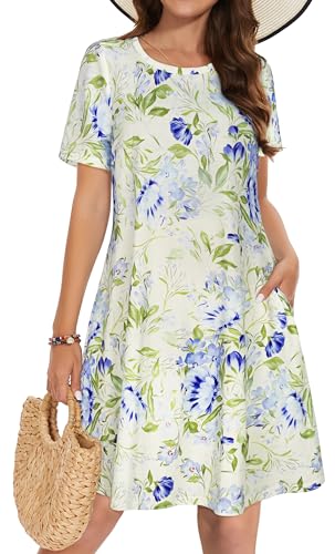 Image of Summer Dresses for Women Casual Tshirt Dress Beach Sundress with Pockets