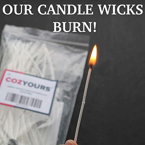 Cozyours 8 Inch Candle Wicks With Wick Stickers (50/50-Pack) For Candle Making, Cotton, Pre-Waxed And Pretabbed #TOP5