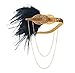 Produktbild LONGBLE 1920S Feder Stirnband Perlen 20er Jahre Stirnbänder Kopfschmuck Damen Haarband Schwarz Great Gatsby Restro-Stil Kostüm Accessoires Elegant Party Tanzabend Geschenk