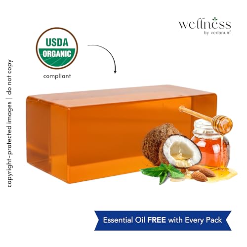 Image of VEDANUM Ayurscience 100% Natural and Organic Raw Honey Soap Base - 800 Gm | Handmade Soap Making | Vitamin E | SLES Free | pH Skin Friendly | Lab Tested