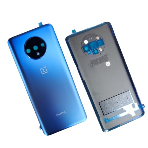 Image of Replacement Glass Back Battery Door Housing Panel with Camera Frame Logo and Adhesive Sticker for OnePlus 7T HD1901 - Glacier Blue