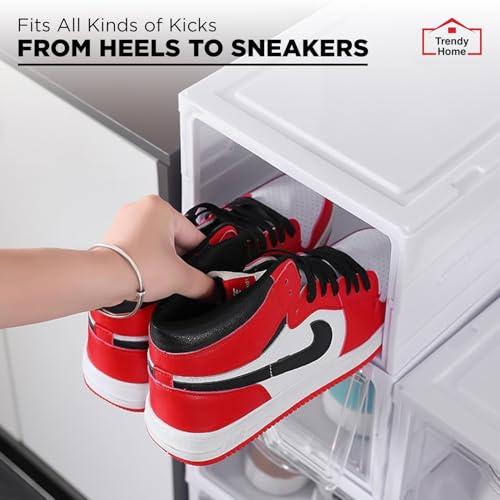 Image of Senego by Trendy Home Shoe Rack (3-Layer) Foldable Sneakers Box, Collapsible Storage Organizer for Shoe, Slippers and Books, Storage Rack for Living Room, Multipurpose Cabinet Organizer (White)