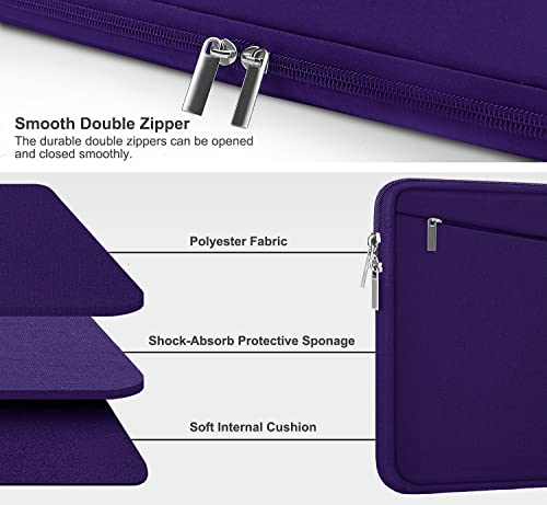 Image of 15.6 inch Laptop Sleeve, Durable Carrying Bag Protective Case Briefcase Handbag with Front Pocket, Slim Computer Cover for 15-16 Inch HP, Dell, Lenovo, Asus, Notebook, Purple