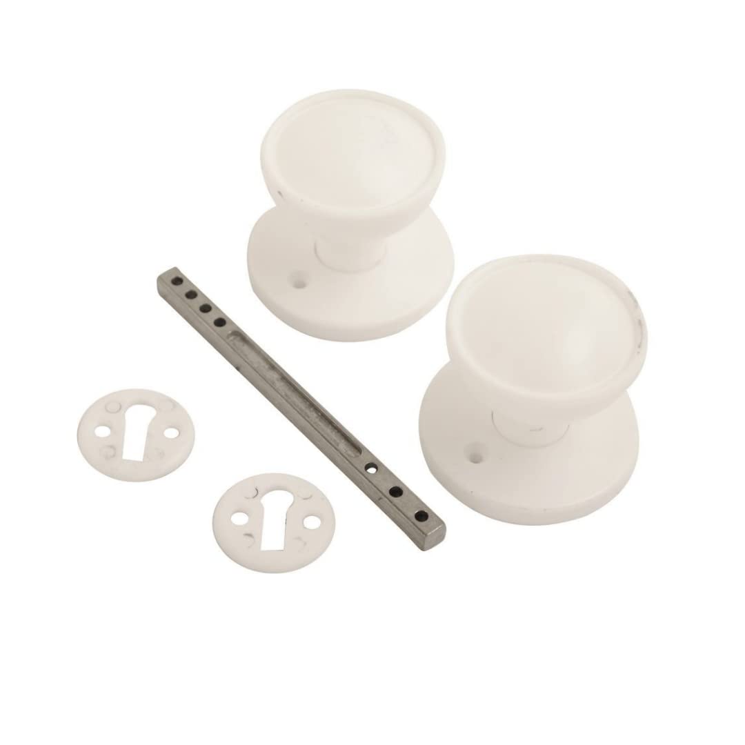 Vibe White Rim/Mortice Knob Set On Door Handle Knob On For Internal Doors