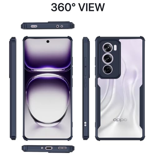 Image of Pikkme Crystal Clear Transparent Back | Ultra Hyrbid | Full Camera Protection | Raised Edge | Bumper Back Case for Oppo Reno 12 5G (Blue)