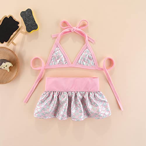 UOSIA 2 Pcs Dog Bikini Beach Swimsuit Puppy Bathing Dress Pet Clothes Trajes De Gato Pink Summer Dog