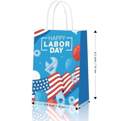 DoneJPee 16 Pcs Labor Day Gift Bags, American Patriotic Holiday Party Favor Treat Goodie Bags, Labor Day Party Decorations And Supplies for Staff Employee Colleagues - Image 4