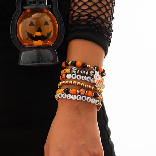 Halloween Heishi Bracelets Pumpkin Ghost Boo Surfer Stretch Bracelet Holiday Stackable Bracelet for Women Halloween Cosplay Jewelry Gifts2