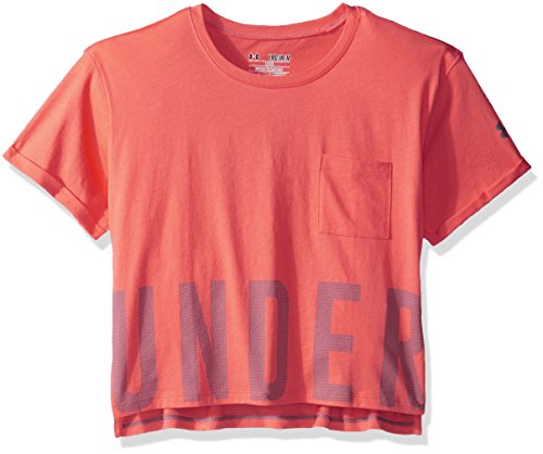 T-shirt sport Under Armour fille col rond manches courtes modèle Studio pour entraînement quotidien
