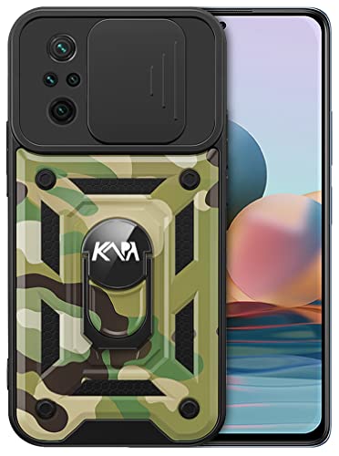 Image of Kapa Tank Back Cover for Redmi Note 10 Pro /Note 10 Pro Max, Inbuilt Ring + Slider [Military Grade Protection] Shockproof Lens Protection Case (Green)